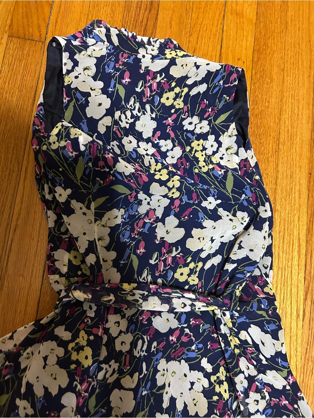Ralph Lauren Navy Chiffon Floral Wrap Dress Women's 8 - Picture 8 of 8